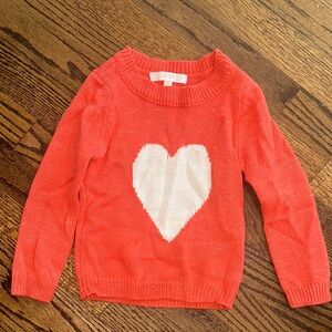 Cozy Heart Sweater - Coral and White